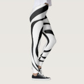 Schwarze geometrische Spiralkonstruktion auf weiße Leggings (Rechts)