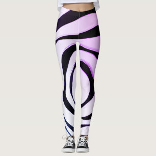 Schwarze geometrische Spiralkonstruktion auf weiße Leggings