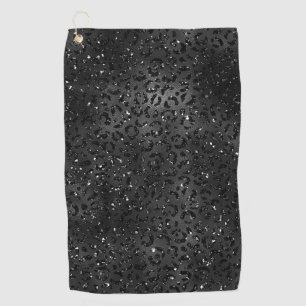 Schwarze Geparden Leopard Skin Print Muster Tier Golfhandtuch