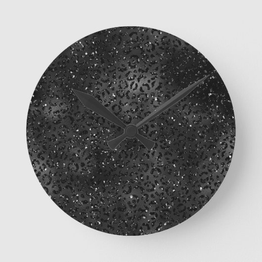 Schwarze Geparden Leopard Skin Print Muster Tier Runde Wanduhr (Vorderseite)