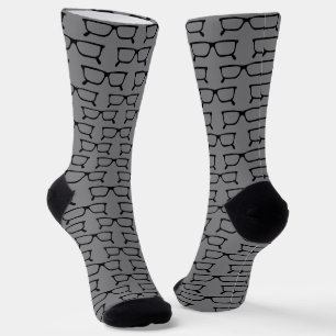 Schwarze Gerahmte Spektakel über Grauoptiker Socken