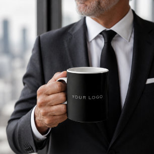 Schwarze Geschäftslogo-Rechteck-Kaffeetasse Verwandlungstasse