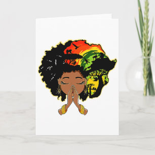 Schwarze Geschichte Afro Frau betend Gott Melanin Karte