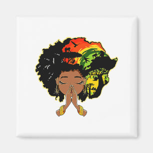 Schwarze Geschichte Afro Frau betend Gott Melanin  Magnet