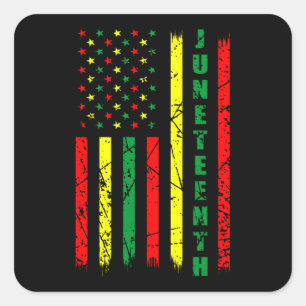 Schwarze Geschichte - farbenfrohe amerikanische Fl Quadratischer Aufkleber