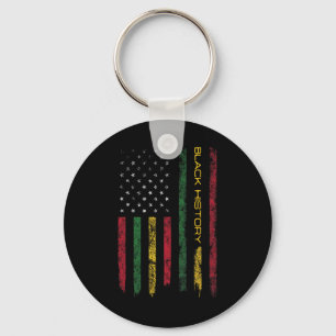 Schwarze Geschichte in der USA-Flagge 4. Juli Afro Schlüsselanhänger