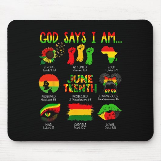 Schwarze Geschichte Juneteenth Gott sagt, ich bin Mousepad (Vorne)