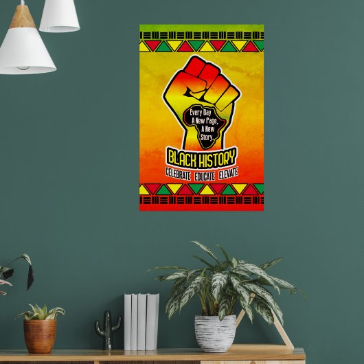 Schwarze Geschichte mit Afrika Karte und Erste auf Poster (Wohnzimmer 1)