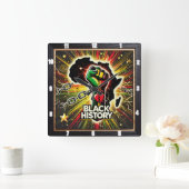 Schwarze Geschichte mit afrikanischem Empowerment- Quadratische Wanduhr (Zuhause)