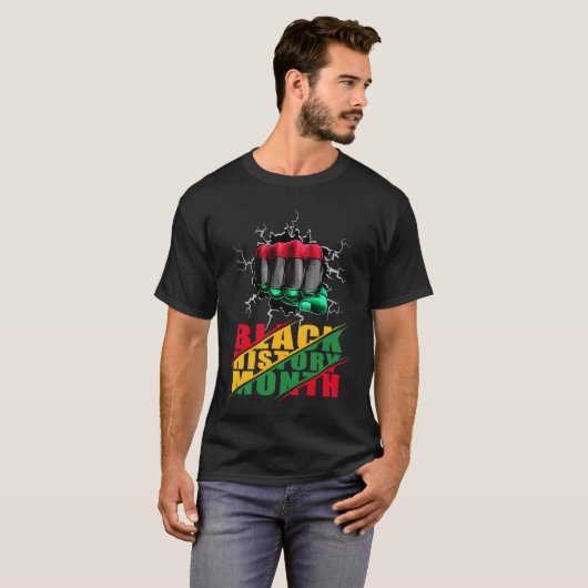 Schwarze Geschichte Monat BHM Afro Pride Hand Faus T-Shirt (Vorne ganz)