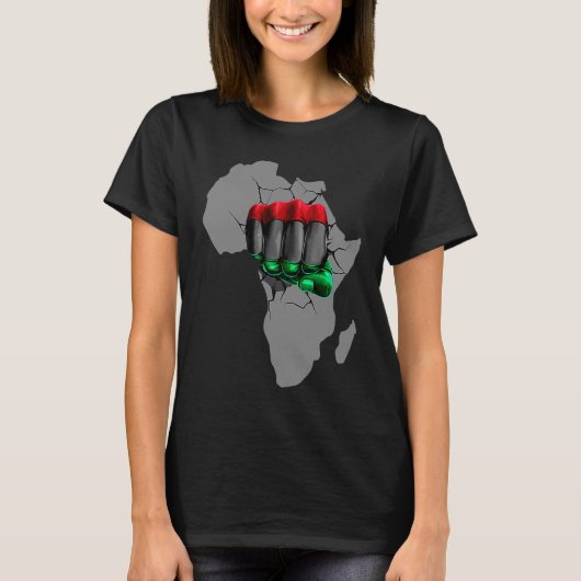 Schwarze Geschichte Monat BHM Afro Pride Hand Faus T-Shirt (Vorderseite)