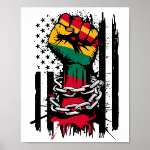 Schwarze Geschichte Monat Fist Amerikanische Flagg Poster