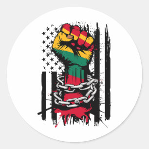 Schwarze Geschichte Monat Fist Amerikanische Flagg Runder Aufkleber