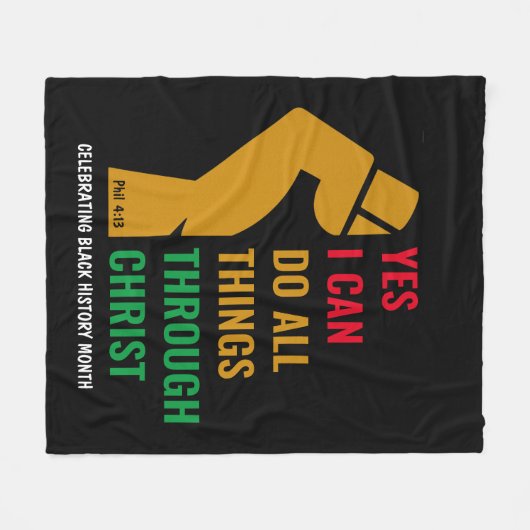 SCHWARZE GESCHICHTE MONAT Ja, ich kann Christlich Fleecedecke (Vorderseite (Horizontal))