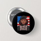 Schwarze Geschichte Monat Panther Party Afro Hair Button (Vorne & Hinten)
