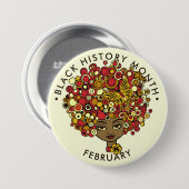 Schwarze Geschichte Monat, schöne Frau Retro Button (Vorne & Hinten)