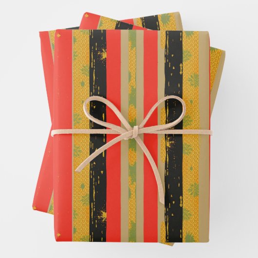 Schwarze Geschichte Monat Streifen Muster Geschenkpapier Set (Beispiel)