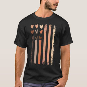 Schwarze Geschichte Monat US Flagge Skin Tone Herz T-Shirt