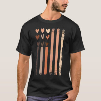 Schwarze Geschichte Monat US Flagge Skin Tone Herz T-Shirt