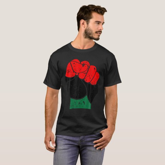 Schwarze Geschichte Rot Schwarz und Grüner Stolz F T-Shirt (Vorne ganz)