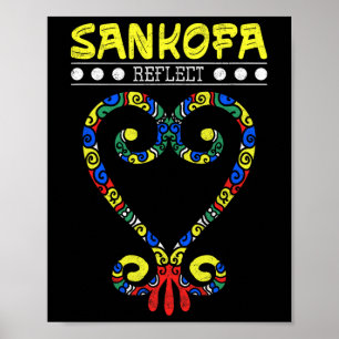 Schwarze Geschichte Sankofa Herz spiegelt afrikani Poster