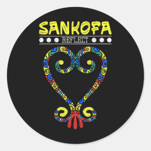 Schwarze Geschichte Sankofa Herz spiegelt afrikani Runder Aufkleber