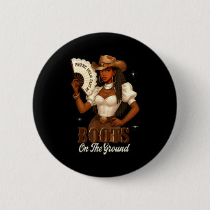 Schwarze Geschichte Stiefel am Boden Cowgirl Weste Button