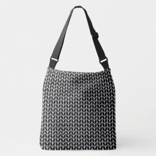SCHWARZE GESTRICKTE Umhängetasche Tragetaschen Mit Langen Trägern