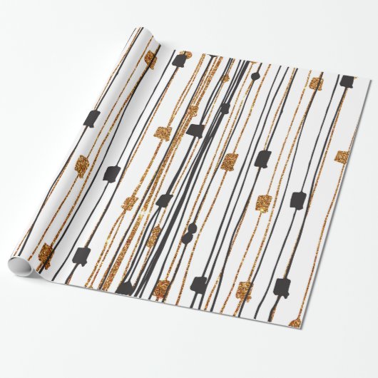 Schwarze gezeichnetes Muster des Geschenkpapier (Ungerollt)