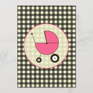 Schwarze Gingham-Babyparty-Einladung Einladung