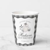 Schwarze Gingham Little Boo Geist Geburtstag Kaffe Pappbecher (Rückseite)