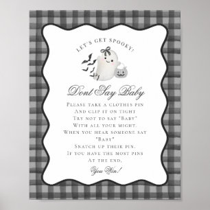 Schwarze Gingham Little Boo Geist Nicht Baby Spiel Poster