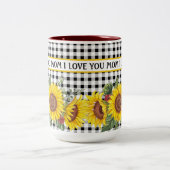 Schwarze Gingham Sonnenblumen kreieren Ihre eigene Zweifarbige Tasse (Mittel)