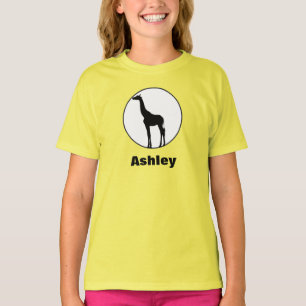 Schwarze Giraffe Zeichnend im weißen Kreis T-Shirt