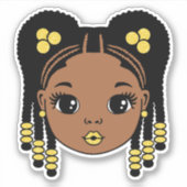 Schwarze Girl Braided Hair Aufkleber (Vorderseite)