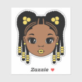 Schwarze Girl Braided Hair Aufkleber (Blatt)