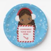 Schwarze Girl Holding Candy Xmas Rahmen Papier Pla Pappteller (Vorderseite)