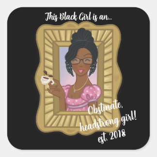 Schwarze Girl-Lieben behindern Headstrong-Sticker Quadratischer Aufkleber