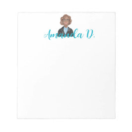 Schwarze Girl mit Brille Personalisiert Notizblock