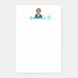 Schwarze Girl mit Brille Personalisiert Post-it Klebezettel