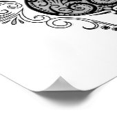 Schwarze Gitarre-Design in Weiß Poster (Ecke)