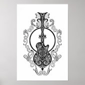 Schwarze Gitarre-Design in Weiß Poster (Vorne)
