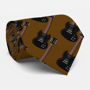 Schwarze Gitarren auf braunem Bandmitglied eines M Krawatte