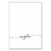 Schwarze Glam Signatur Einzelname Platzkarten Tischnummer (Vorderseite)