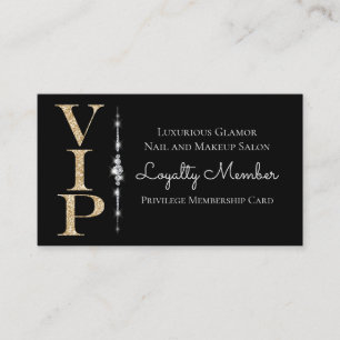 Schwarze Glamouröse Diamanten Gold Glitter VIP Tre Visitenkarte