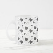 Schwarze glänzende Herzen niedlich romantische Mus Mattglastasse (Links)