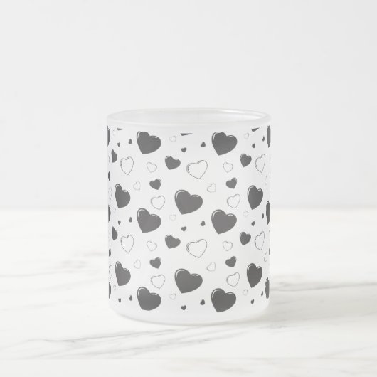 Schwarze glänzende Herzen niedlich romantische Mus Mattglastasse (Mittel)