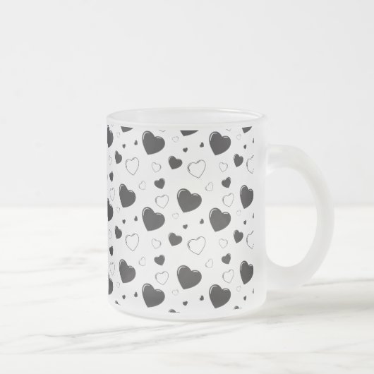Schwarze glänzende Herzen niedlich romantische Mus Mattglastasse (Rechts)
