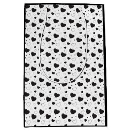 Schwarze glänzende Herzen niedlich romantische Mus Mittlere Geschenktüte