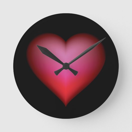 SCHWARZE GLEICHE LIEBE GRAFIKEN DES ROTEN HERZES RUNDE WANDUHR (Vorderseite)